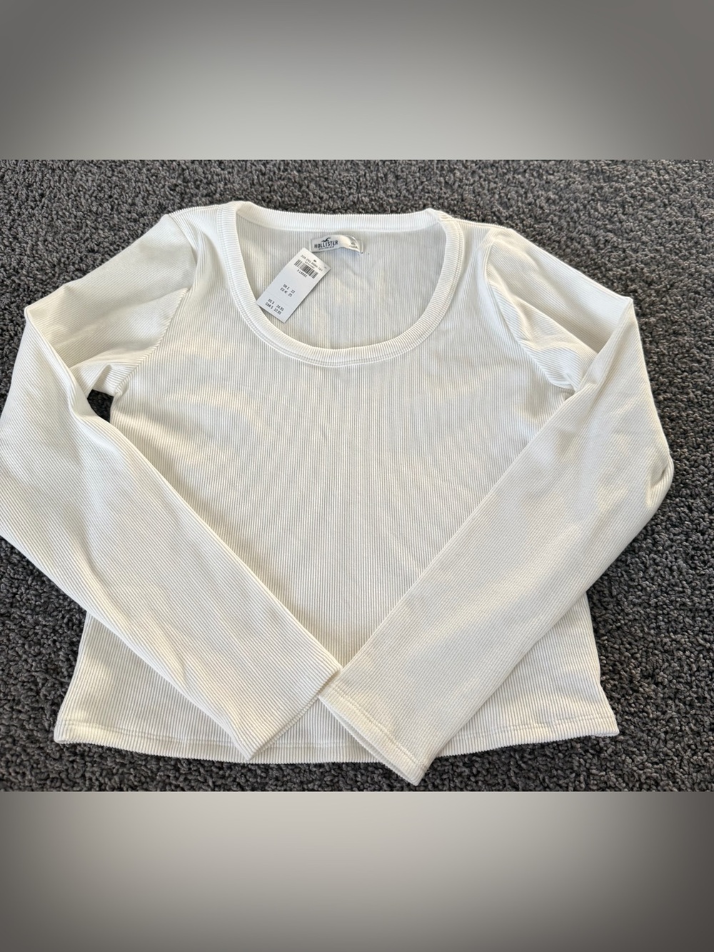 NWT Hollister Off White Ribbed Long Sleeve Scoop Neck Top Women’s XL